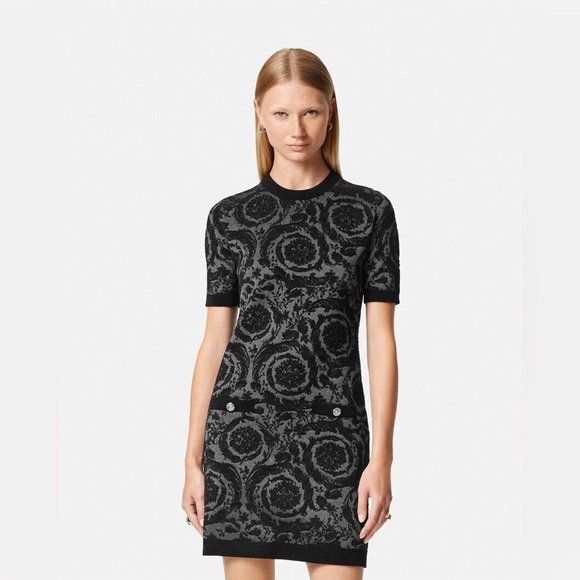Versace Dresses & Skirts - Versace Barocco Chenille Knit Mini Dress in Black